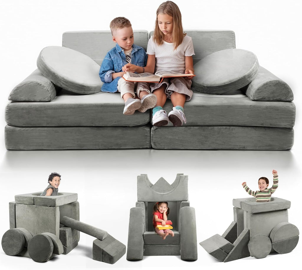 15 Pieces Buildable Plush Play Couch Panels with Ball Pit Square G491555