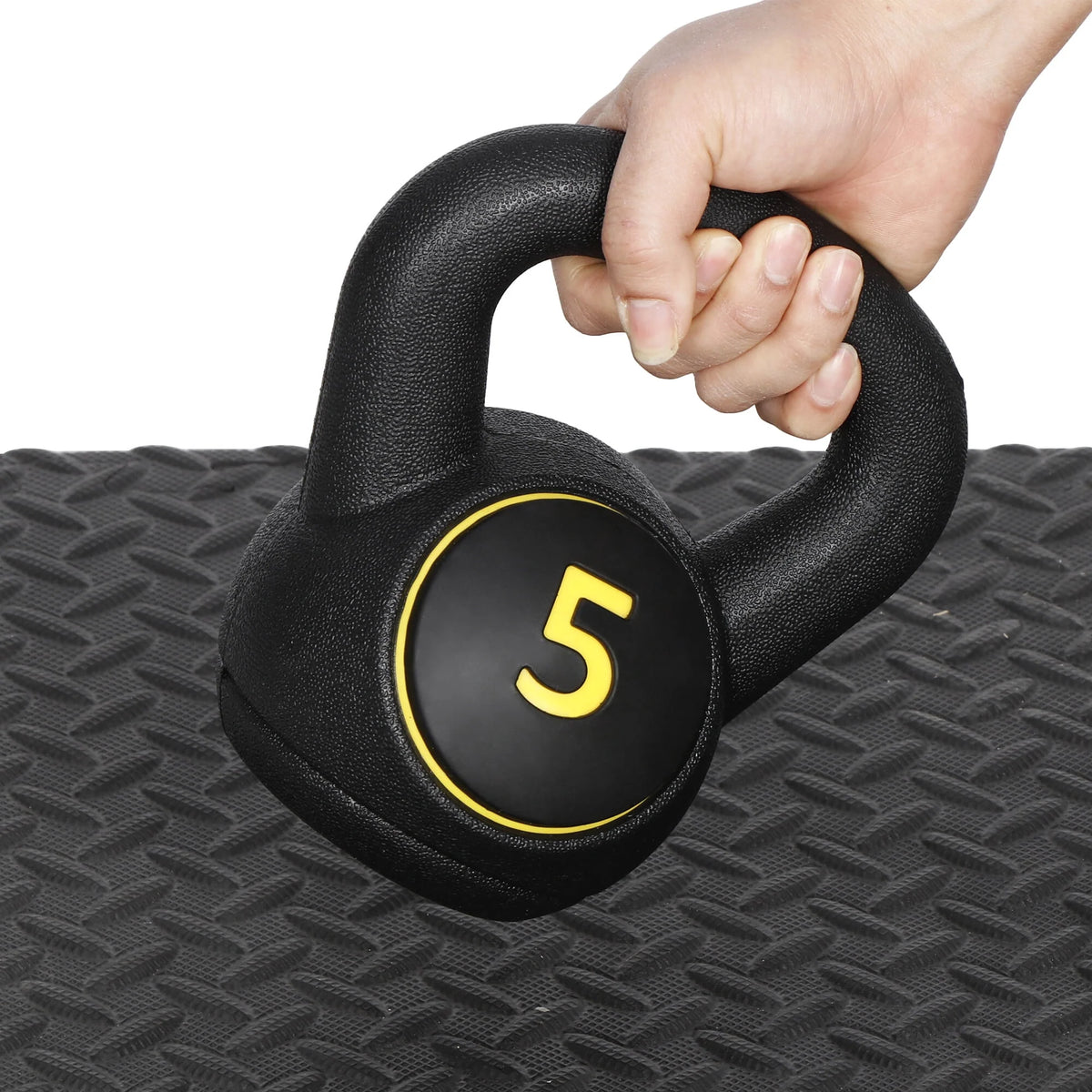 3 Piece 5lb 10lb 15lb Kettlebell Set with Storage Rack F92661