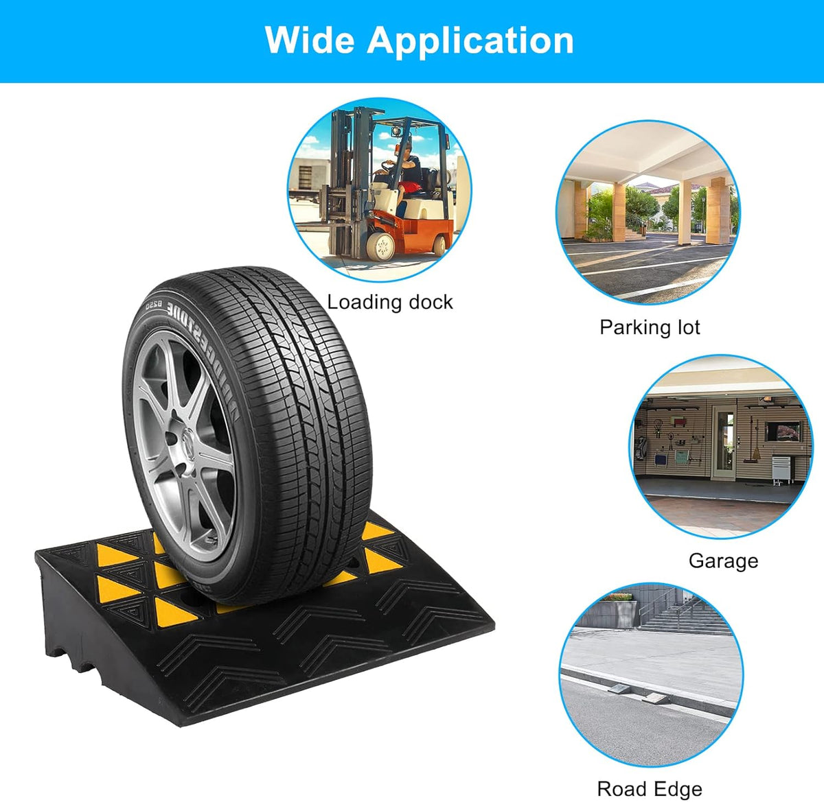 2PCS 6 Rubber Car Curb Ramps, Anti-Slip Heavy Duty Threshold Ramp with Expansion Bolts H323828