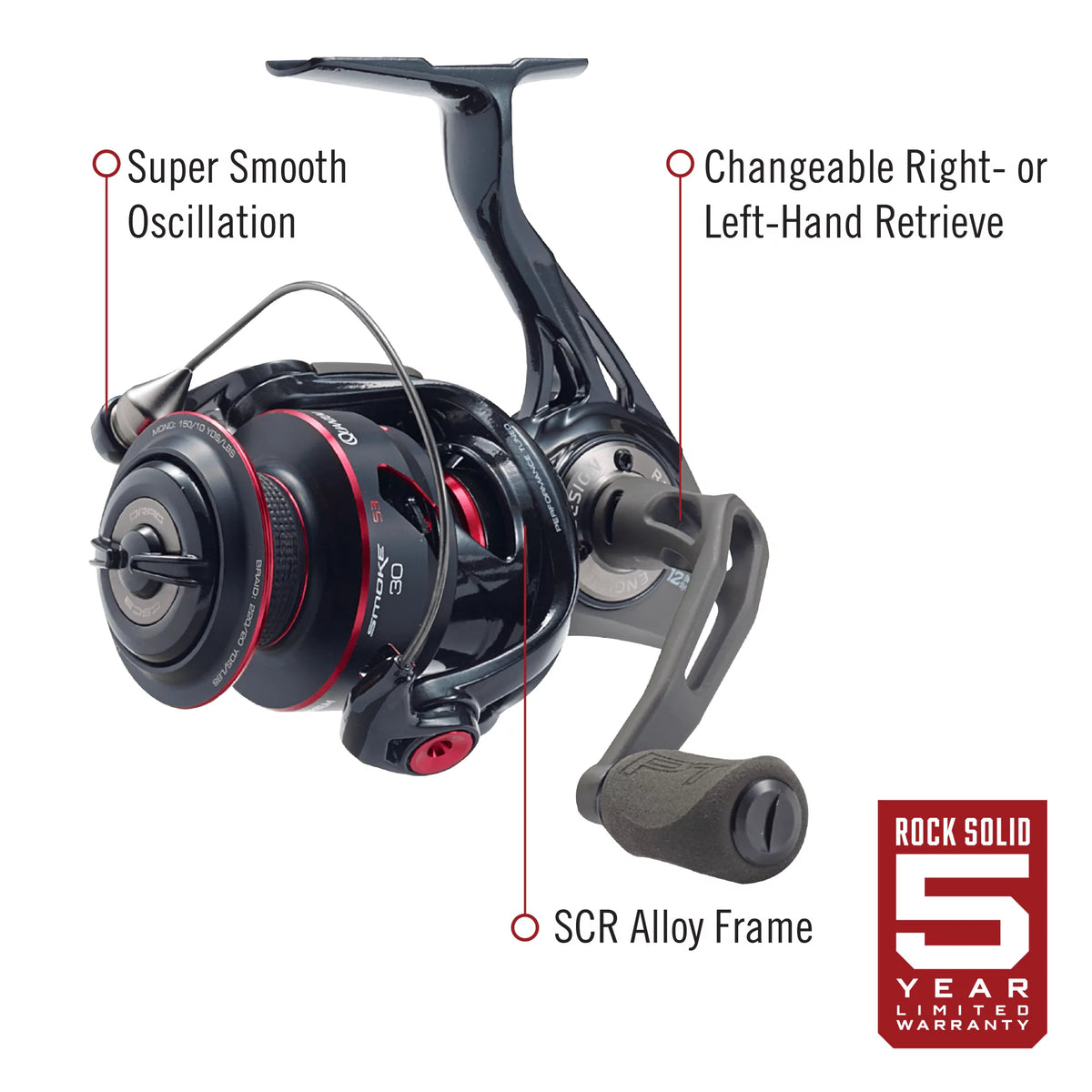 Black Size 30 Spinning Fishing Reel with 6.0:1 Gear Ratio U7818