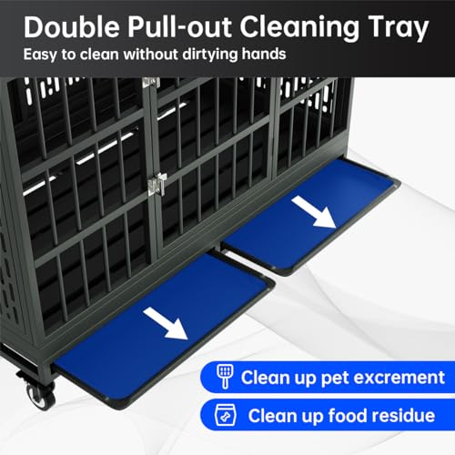 Heavy Duty Metal Dog Crate with Wheels and Removable Tray X594