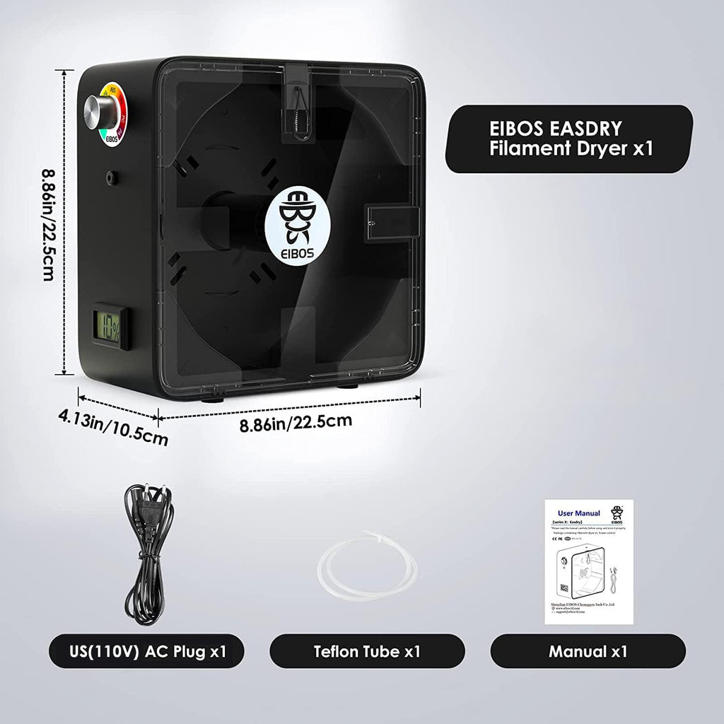 3D Printer Filament Dryer with Fan, Adjustable Temperature, Humidity Control & Spool Holder B843