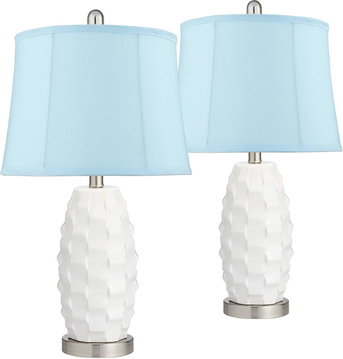 White Ceramic Table Lamps Set of 2 Y741