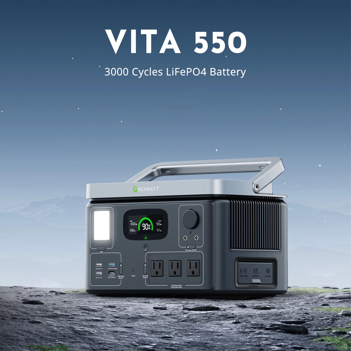 Portable Power Station 538Wh LiFePO4 600W AC Output Y97335