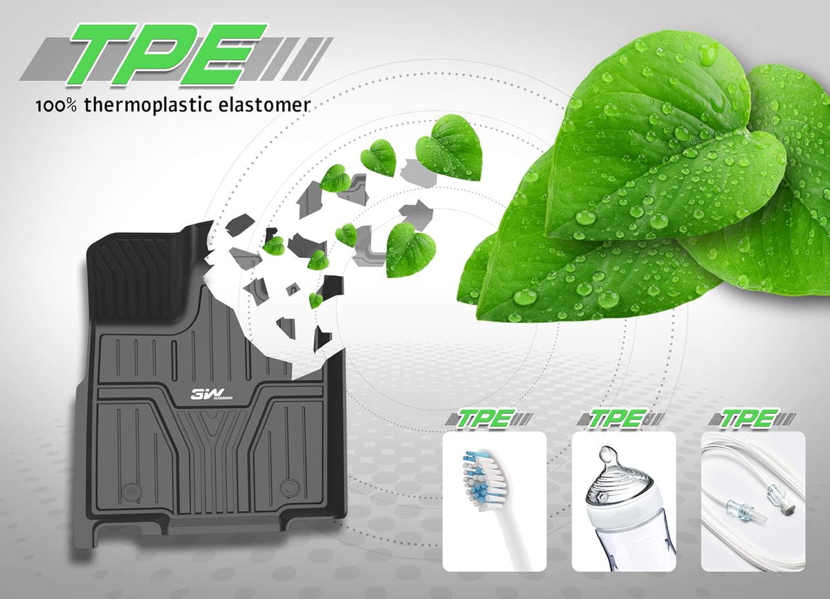 Black TPE All Weather Custom Fit Floor Liner and Cargo Mats U174