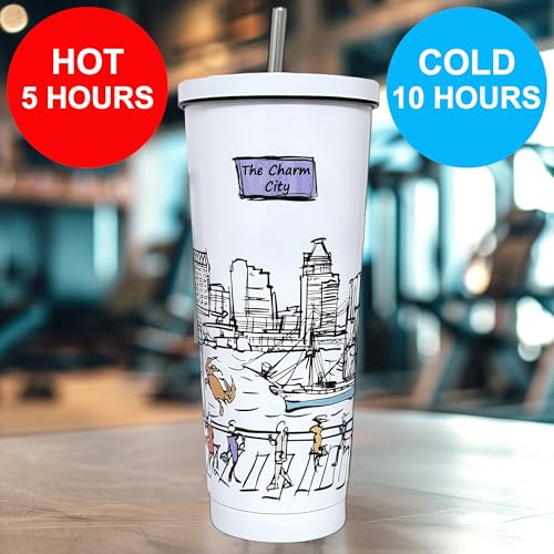 25 Oz Vacuum Insulated Stainless Steel Tumbler with Lids & Straw K5374