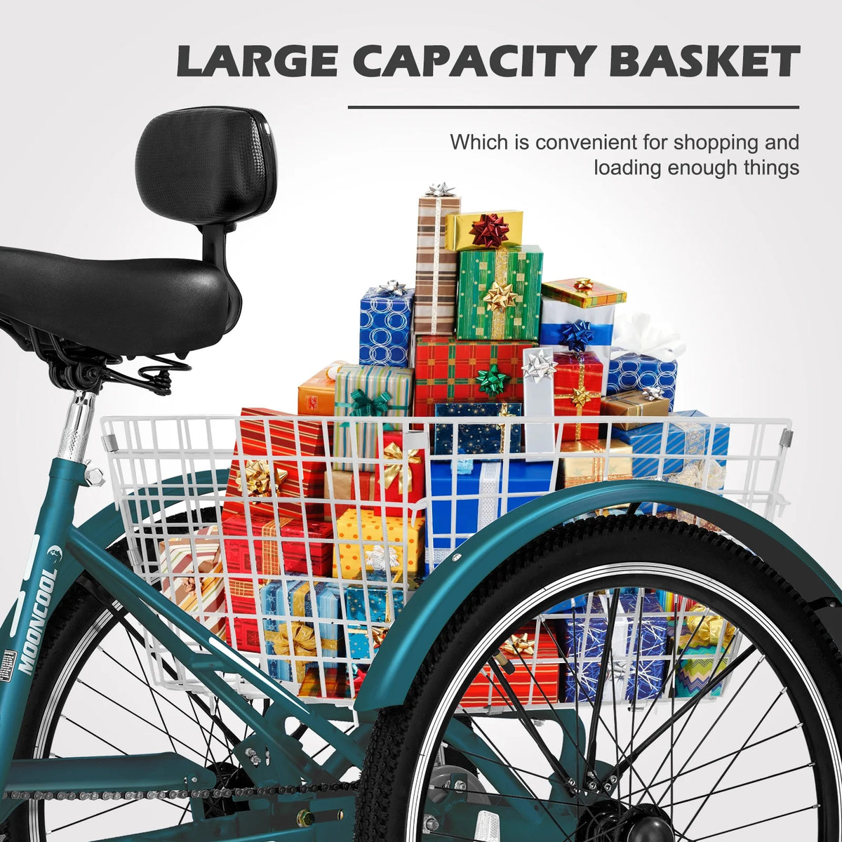 Tricycle 20" Wheels 7-Speed 3 Wheels Bike with Basket X5118