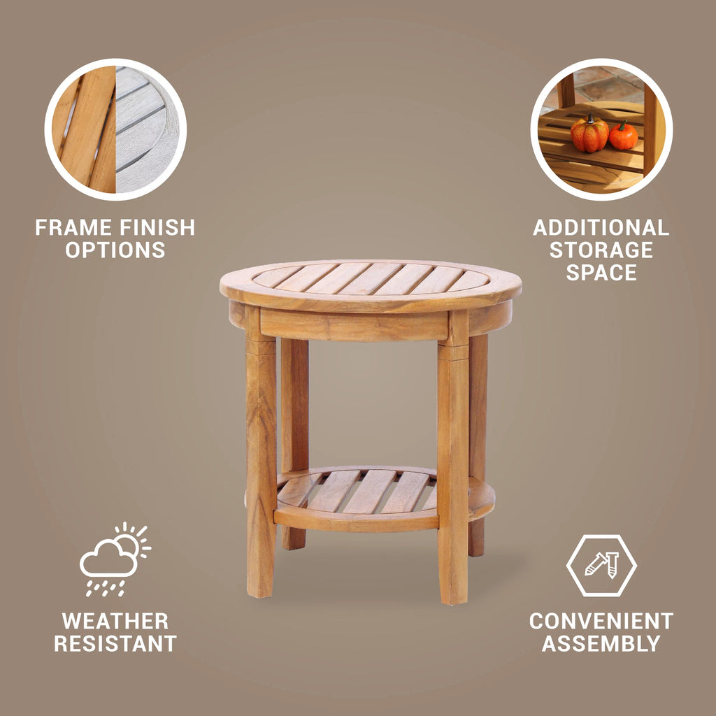 Solid Teak Round Side Table H8430