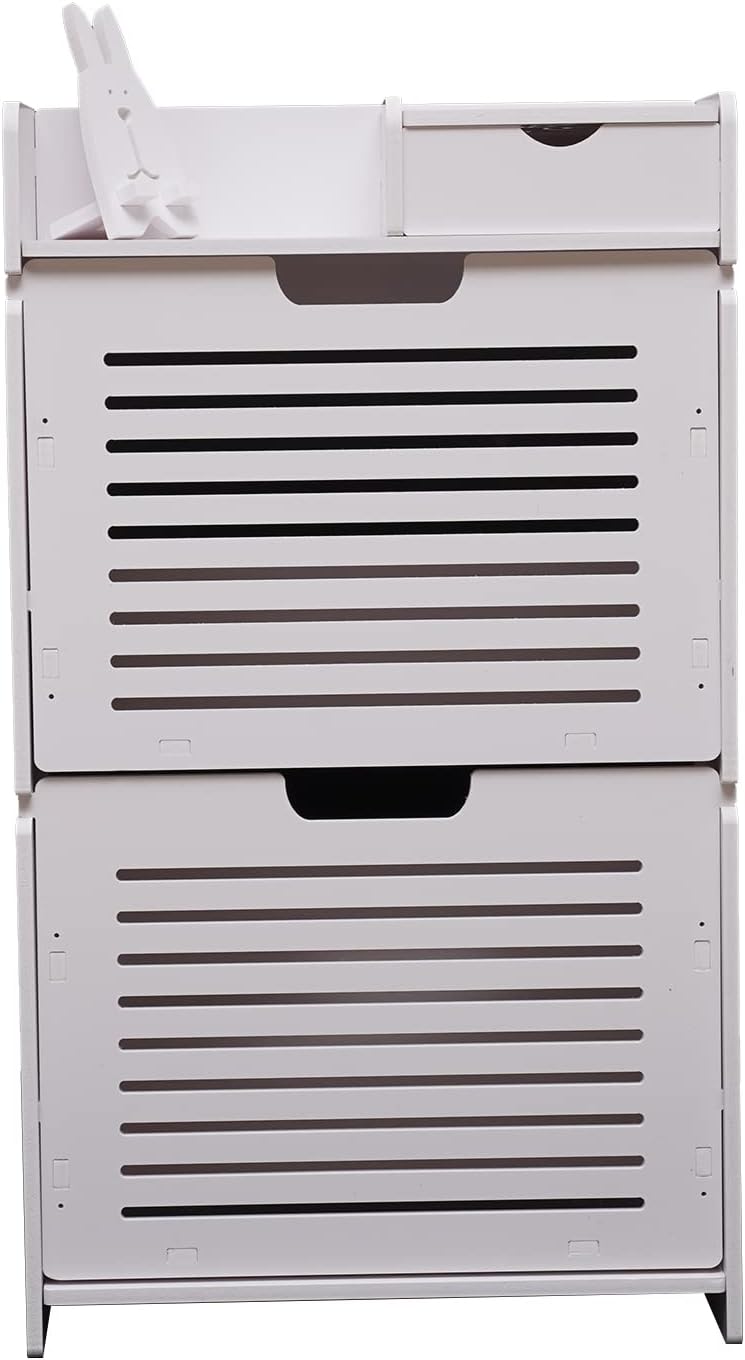 White 2 Tier Narrow Shoe Cabinet P786