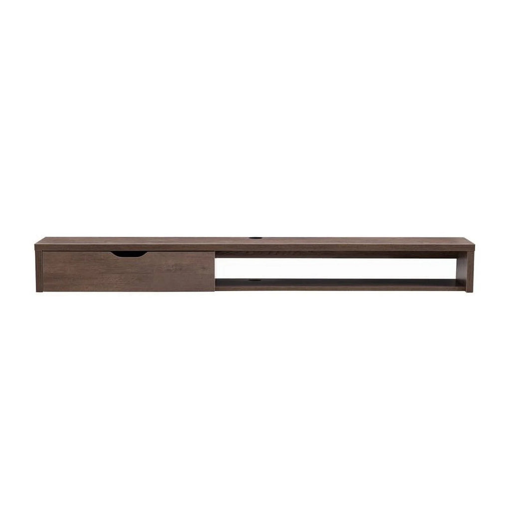 Walnut Oak Wood Floating TV Stand with Storage V524