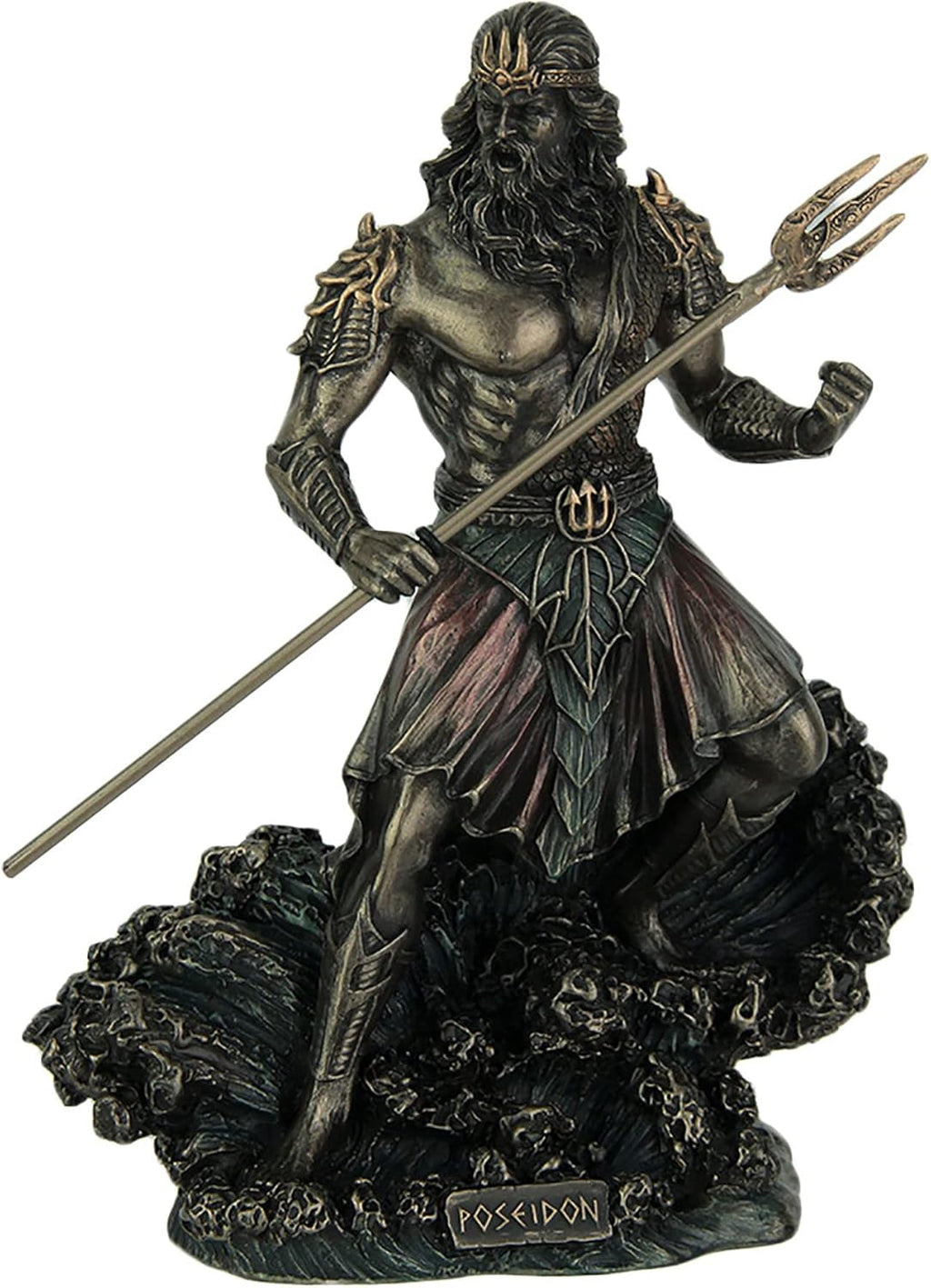 8 Tall Poseidon Statue Cold Cast Resin Antique Bronze Finish Sculpture B6952