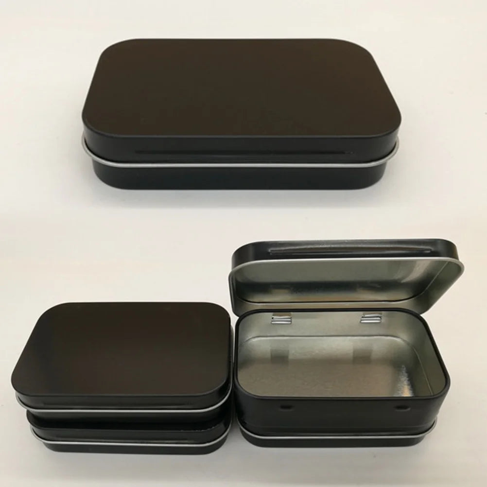 5 PCS Mini Rectangular Tin Storage Boxes with Lids Black Z5515