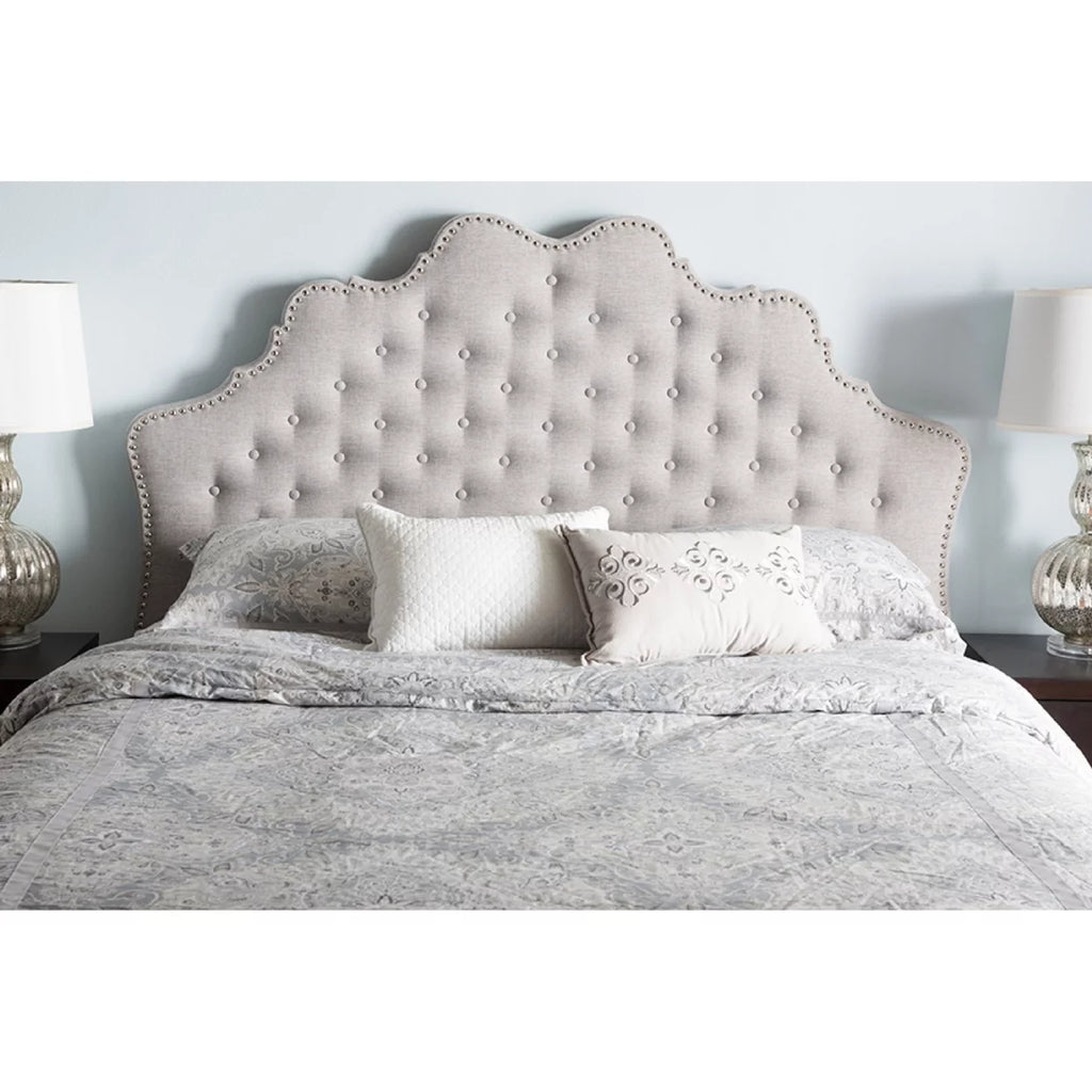 Greyish Beige Fabric Full Size Headboard U972