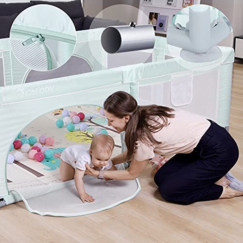 Extra Large Play Yard with Window Gates (79x59x27 Inches, Grey) E4882