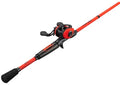Fluorescent Red Baitcast Reel and Fishing Rod Combo D462