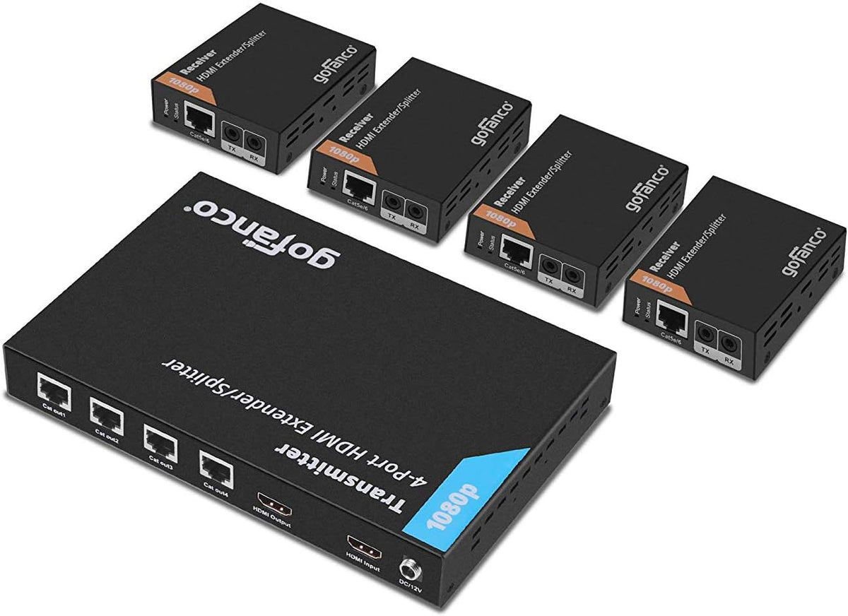 1x2 HDMI Extender Splitter Full HD 1080p Over Cat5e/Cat6/Cat7 Ethernet Cable V1617