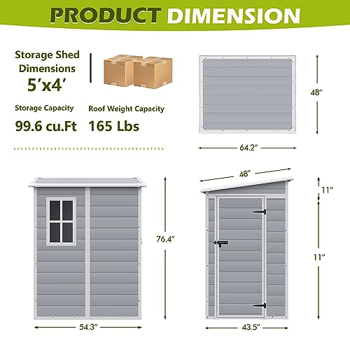 6 X 4 FT Resin Outdoor Storage Shed O8746