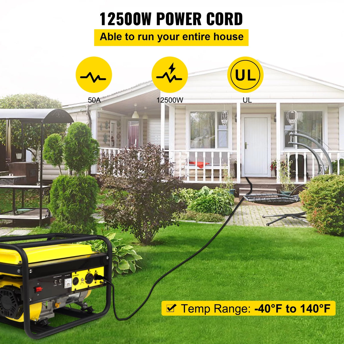 25ft 50Amp STW 6/3+8/1 Electrical Power Cord Y610