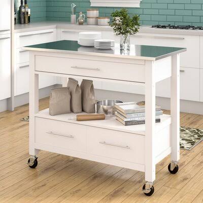 Rectangular Kitchen Cart with Stainless Steel Top U787