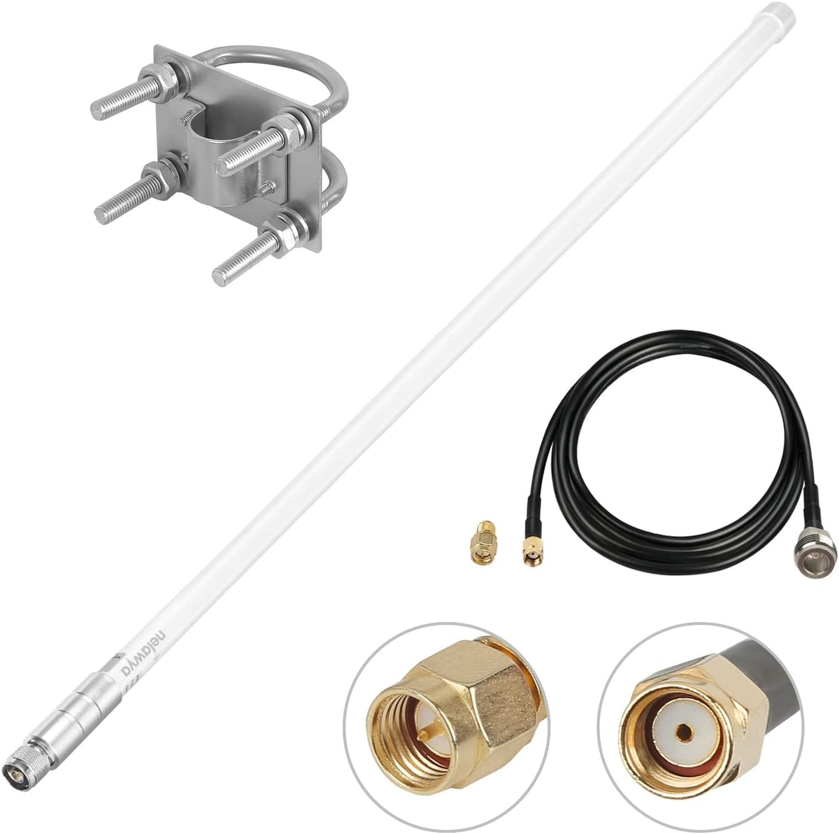 5.8 dBi Omni-Directional LoRa Antenna 915Mhz with 10ft Cable White H44866