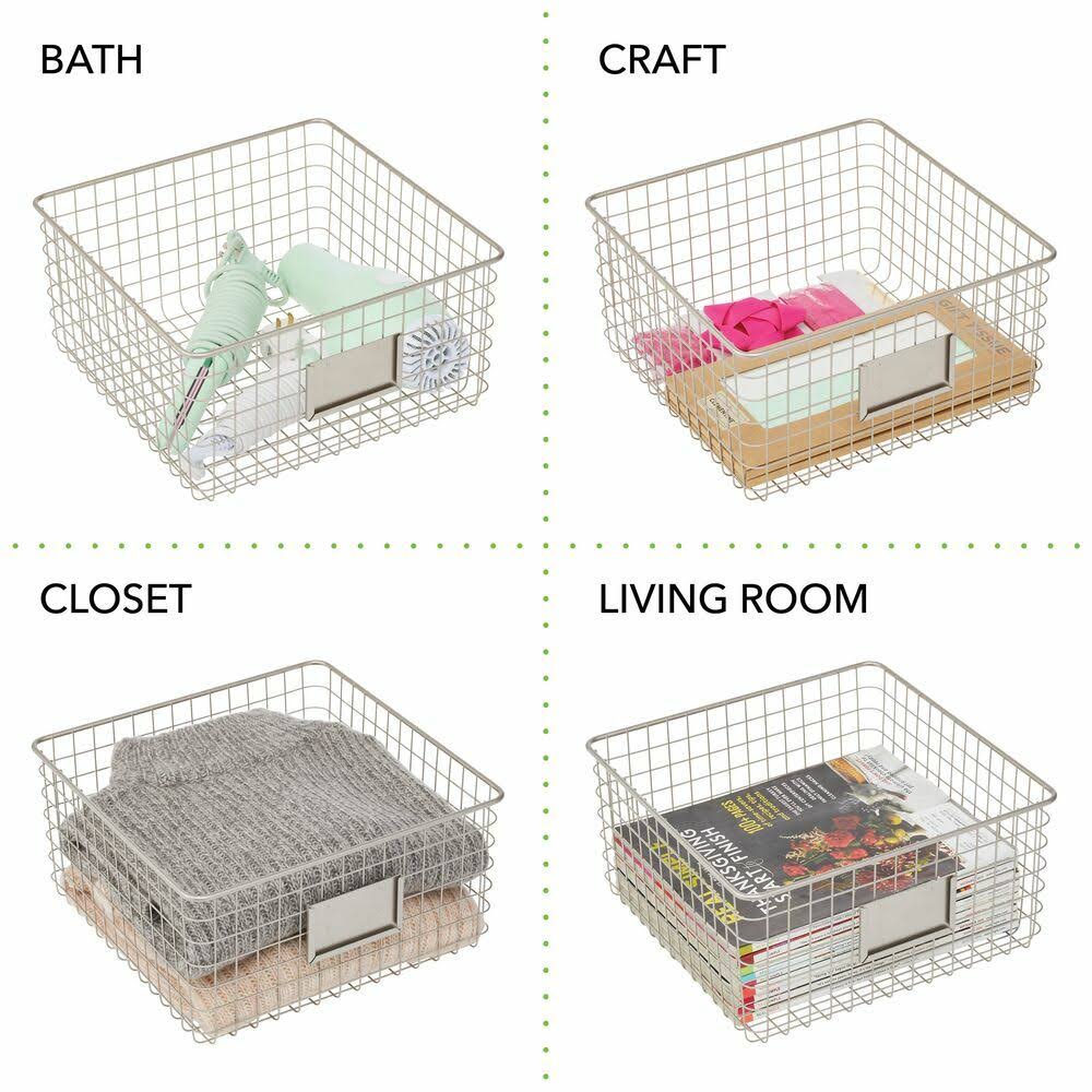 Metal Wire Food Organizer Storage Baskets with Label Slot V8895