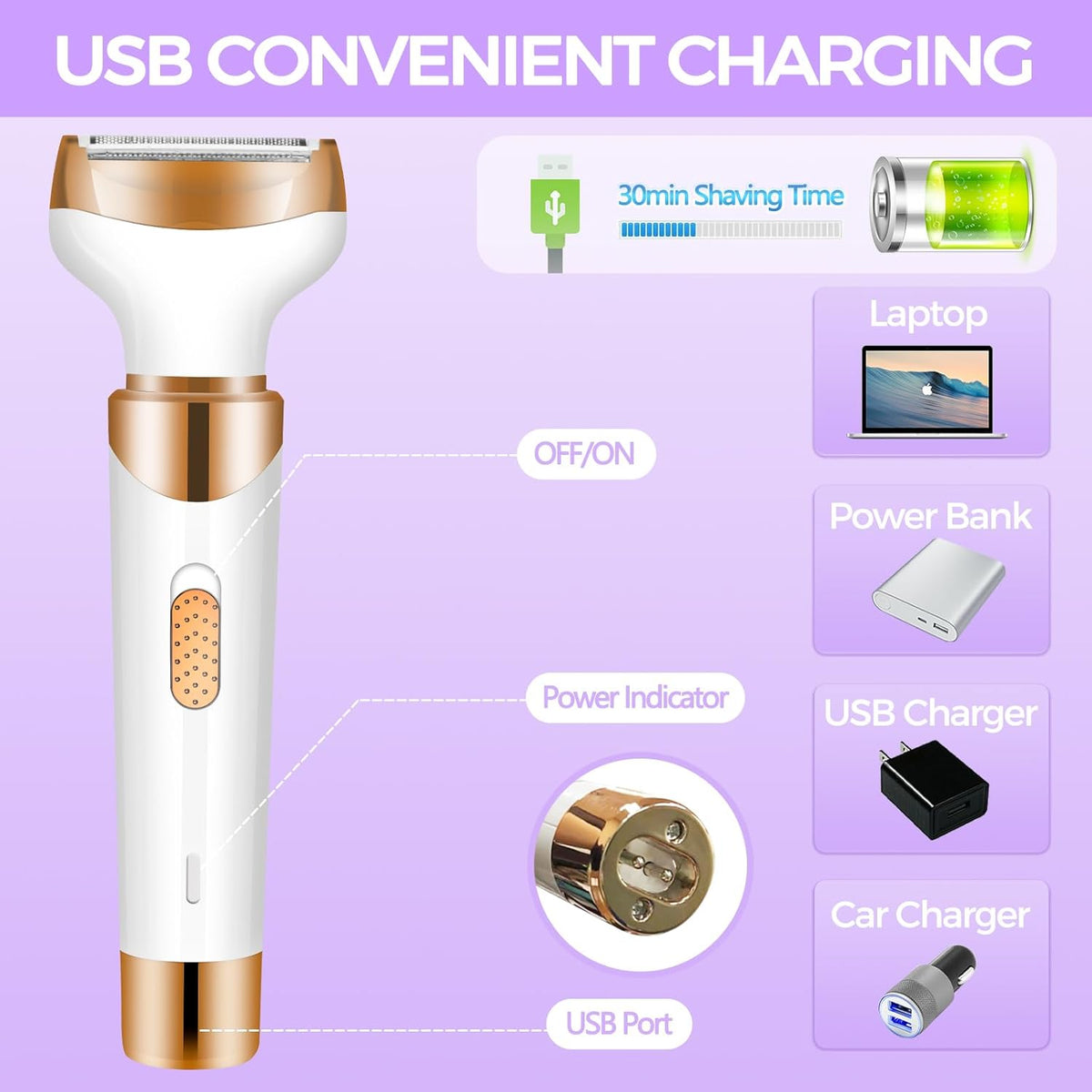 4 in 1 Rechargeable Electric Razor for Women E3588