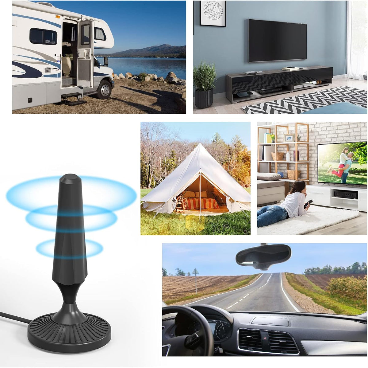 Indoor Amplified HDTV Antenna 300 Miles 4K 1080P with Coax Cable Pack of 2 L811025