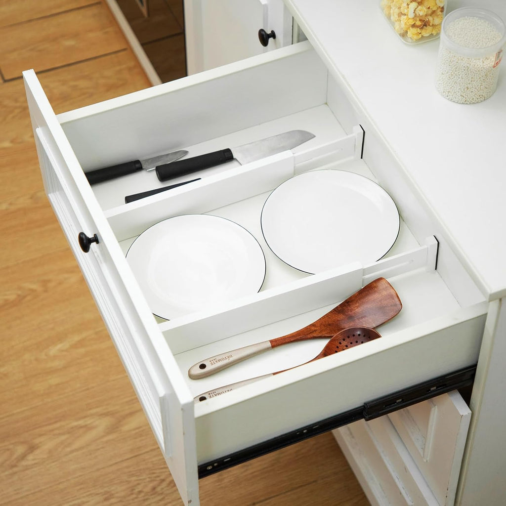 12 Pieces White Expandable Bamboo Drawer Dividers V88797