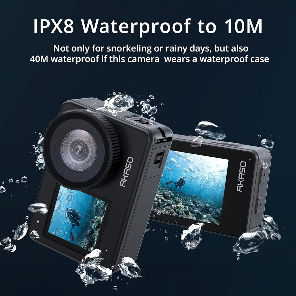 4K30FPS 20MP WiFi Action Camera with Touch Screen IPX8 33FT Waterproof EIS 2.0 Zoom External Mic Voice Control 2X 1350mAh Batteries C567