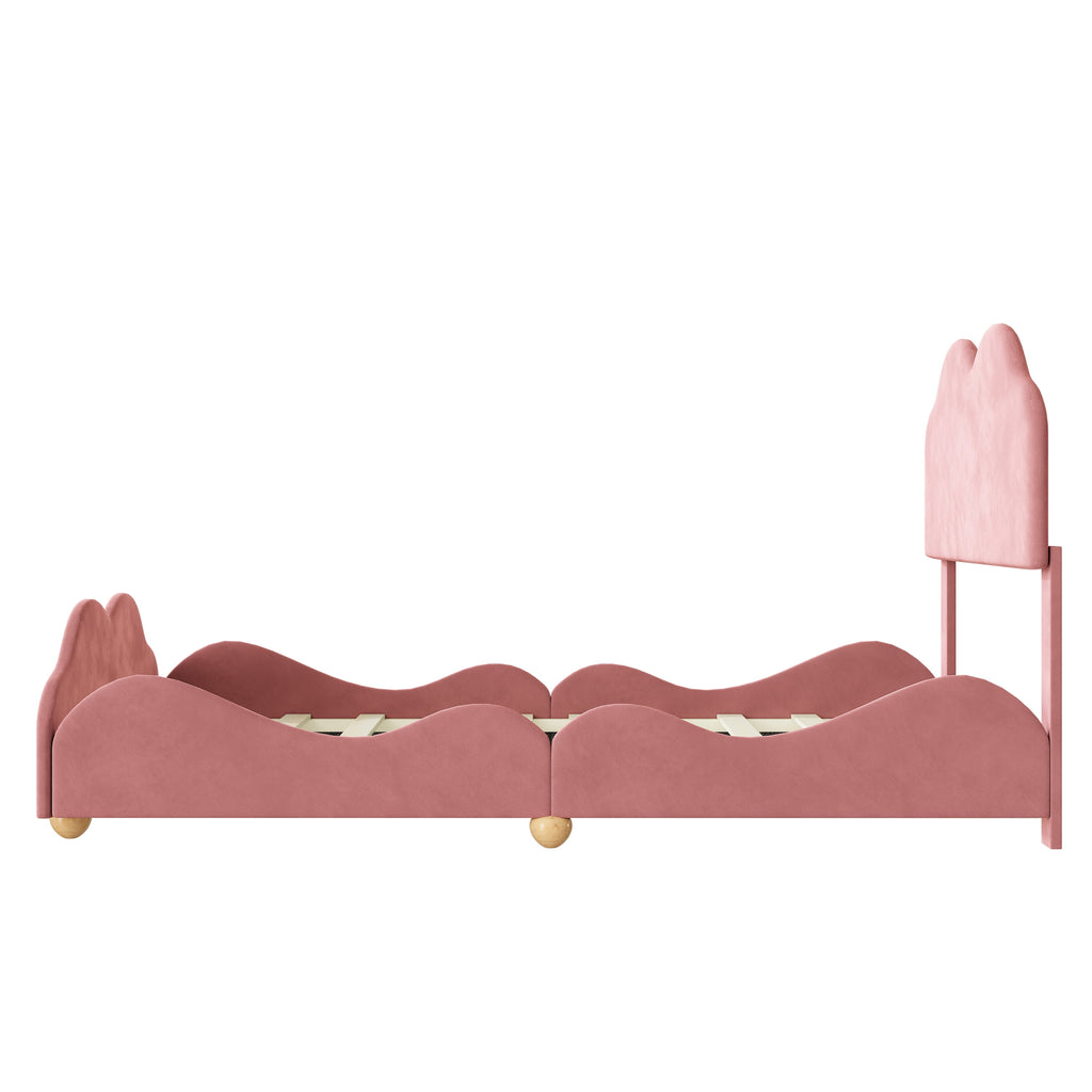 Dark Pink Upholstered Full Size Platform Bed Frame with Headboard B202681