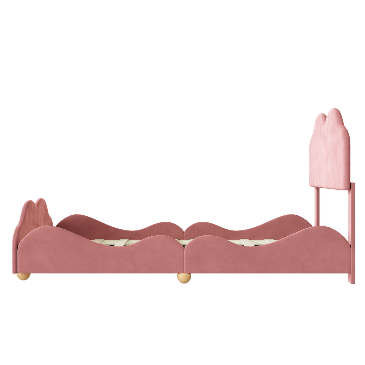 Dark Pink Upholstered Full Size Platform Bed Frame with Headboard B202681