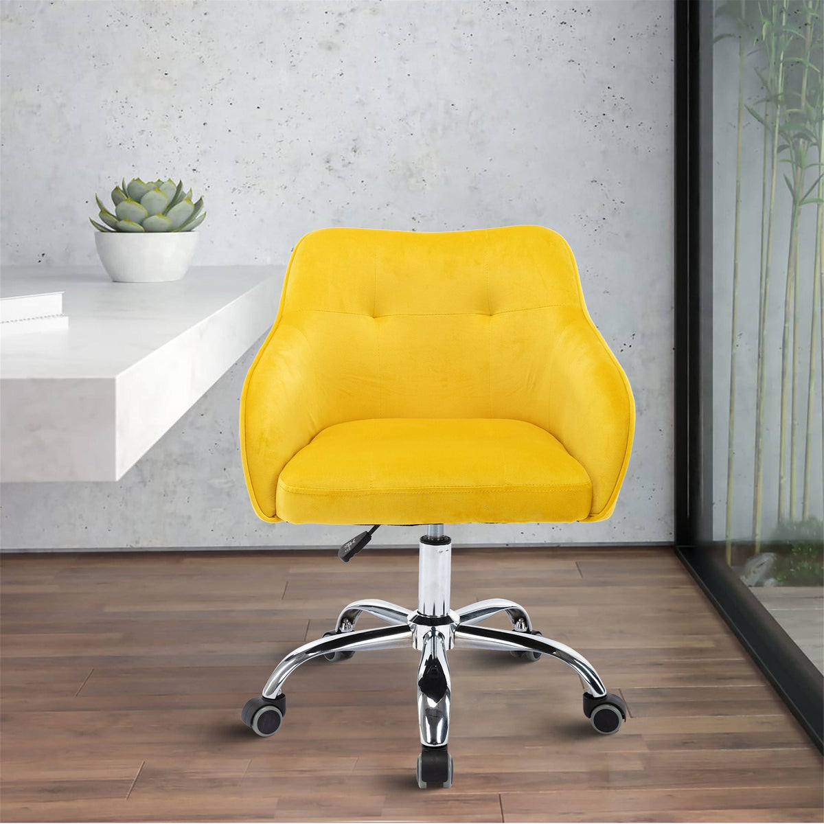 Velvet Upholstered Swivel Tufted Adjustable Height Task Chair R92736