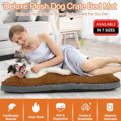 Grey Washable Plush Dog Bed, 35"x23" B679
