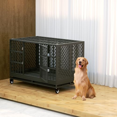 Heavy Duty Metal Dog Crate with Wheels and Removable Tray X594
