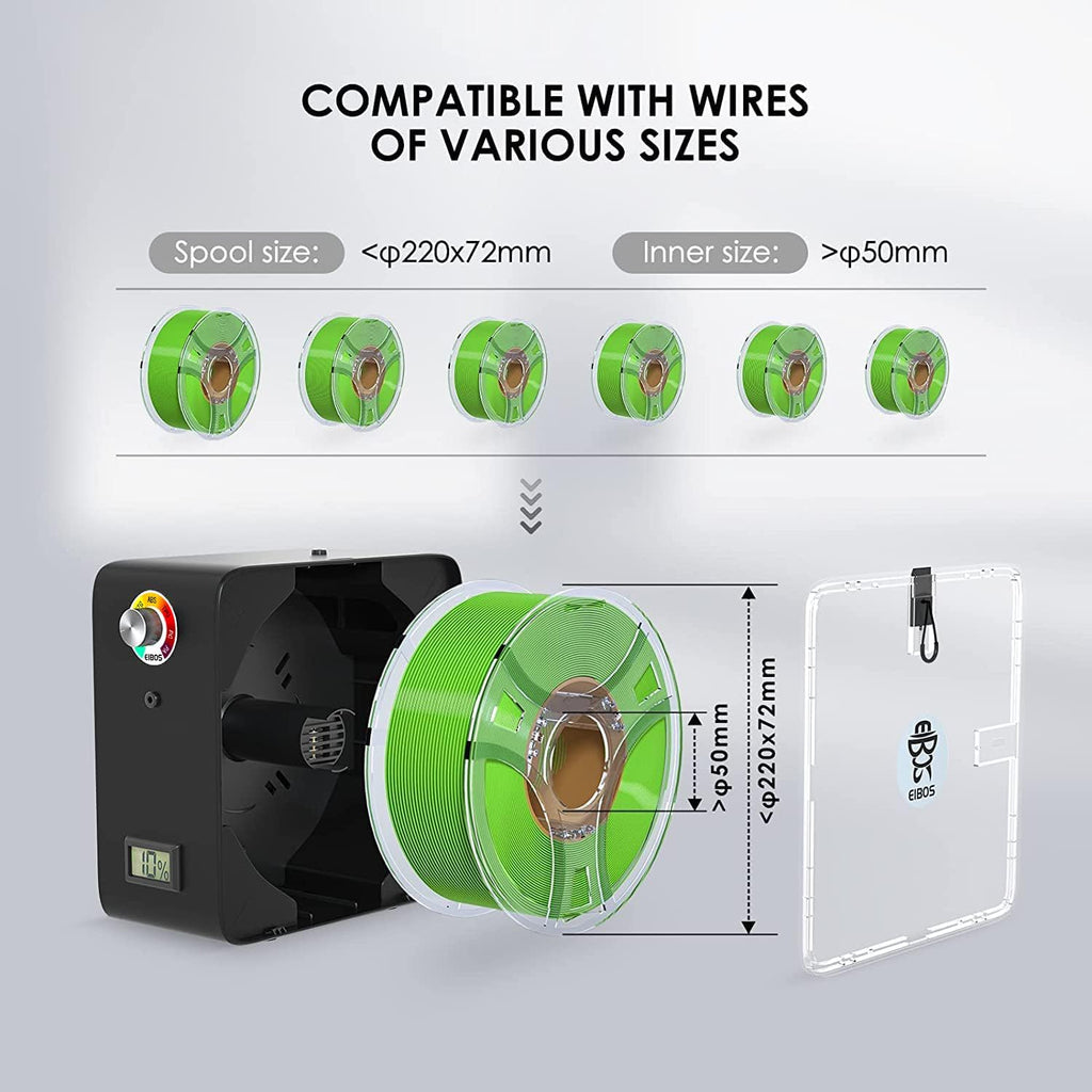 3D Printer Filament Dryer with Fan, Adjustable Temperature, Humidity Control & Spool Holder B843