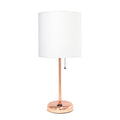 Metal Fabric Lamp with Charging Outlet White Rose Gold Base S514
