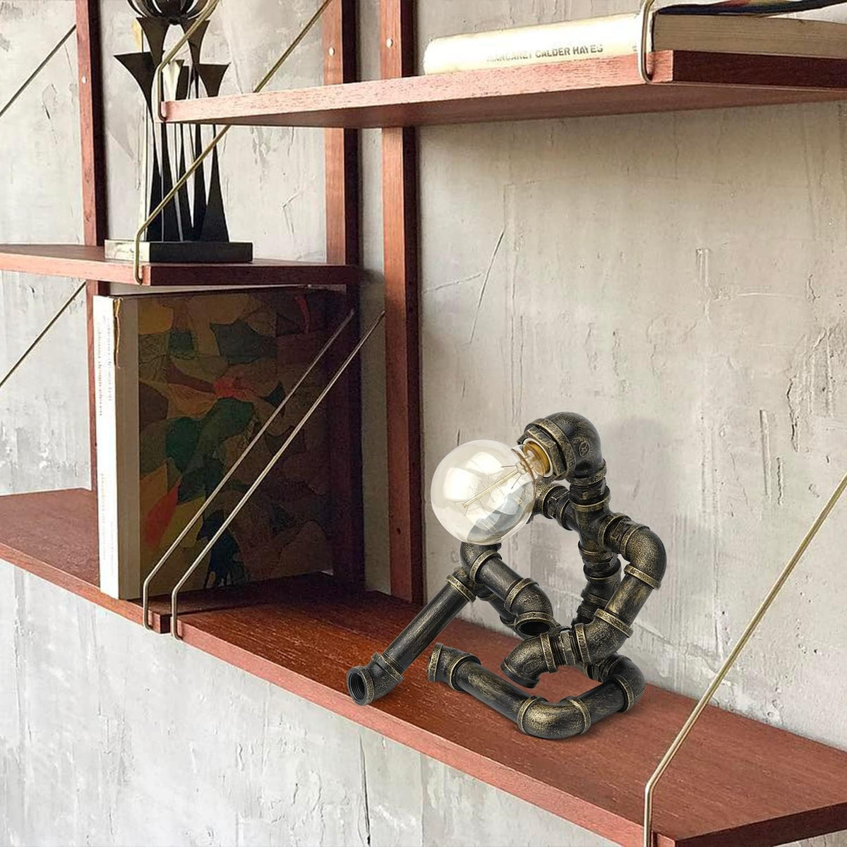 Bronze Iron Pipe Table Lamp with Button Switch U6013