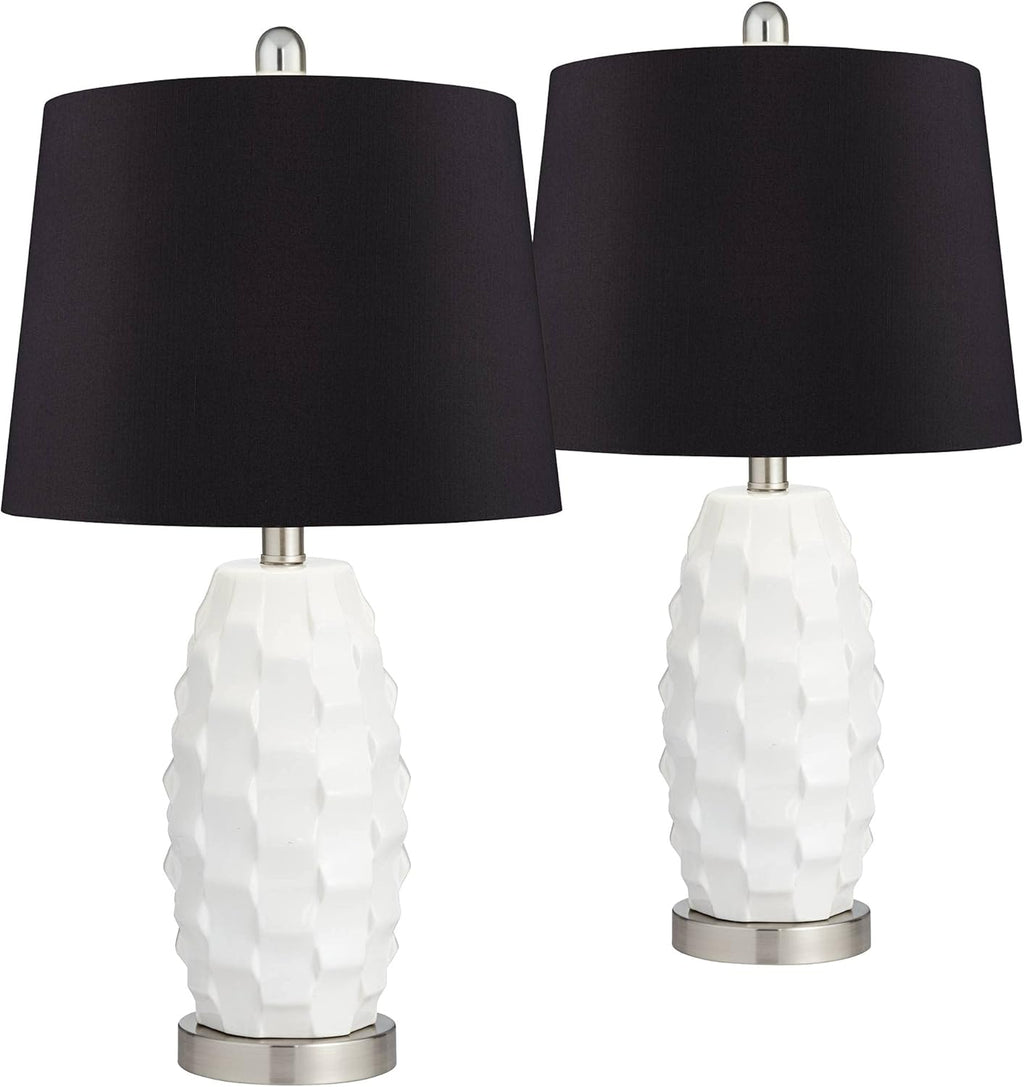White Ceramic Table Lamps Set of 2 Y741
