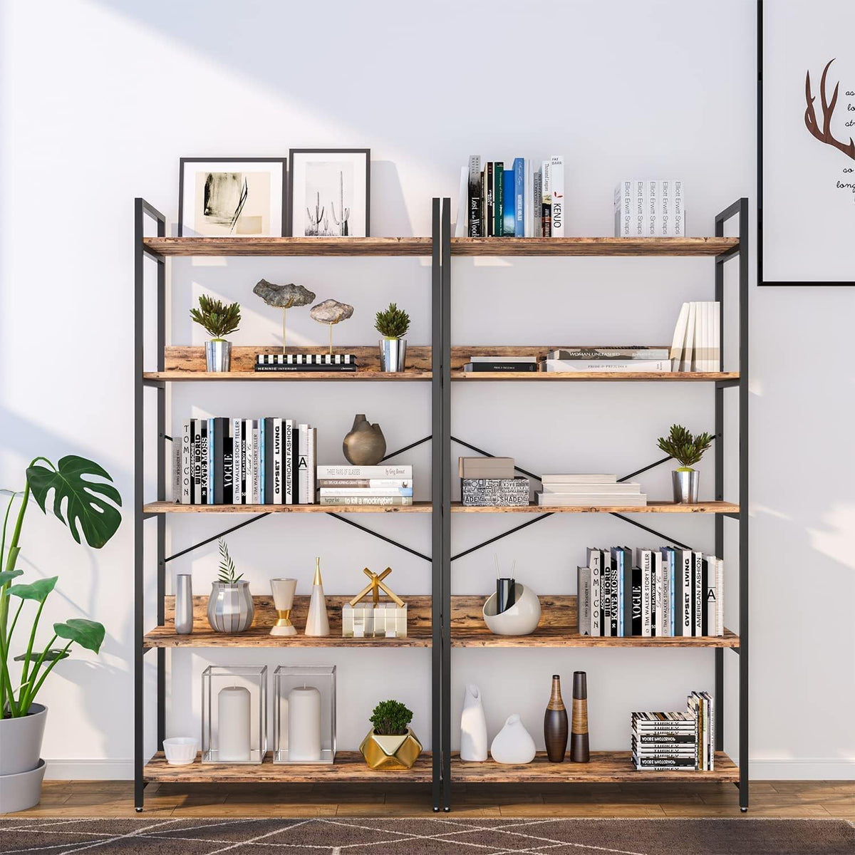 4 Tier Wood and Metal Bookshelf X965576