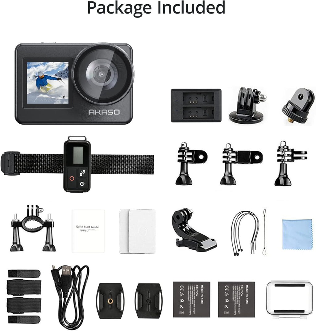 4K30FPS 20MP WiFi Action Camera with Touch Screen IPX8 33FT Waterproof EIS 2.0 Zoom External Mic Voice Control 2X 1350mAh Batteries C567