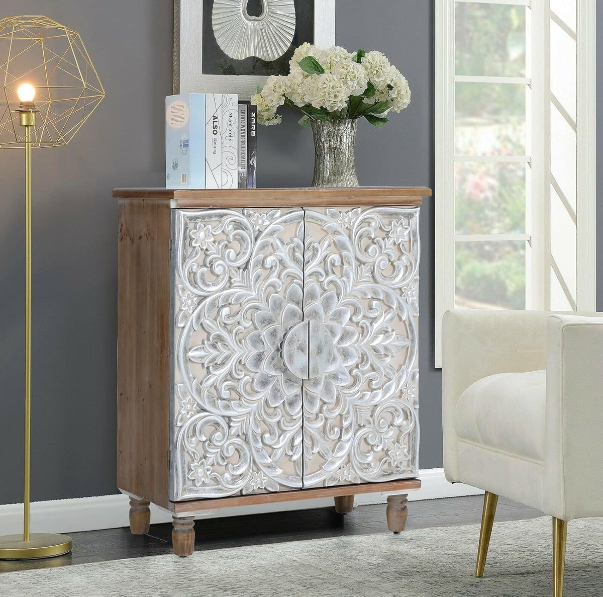 Blue Teal Storage Cabinet with 2 Doors G58885