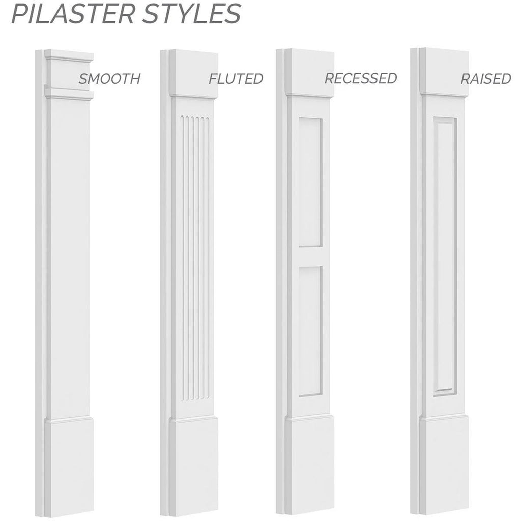 Raised Panel PVC Pilaster with Decorative Capital & Base (Pair) Y7734