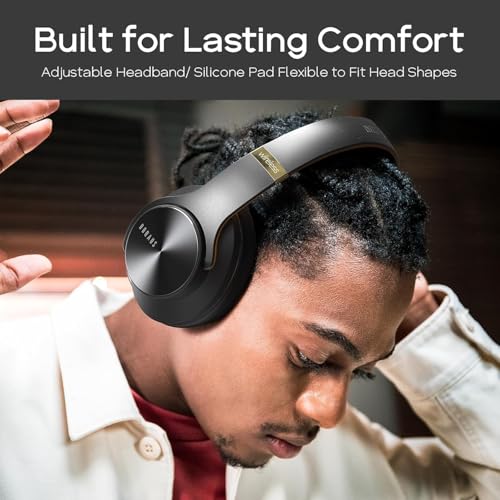 Bluetooth Headphones Over Ear, 90 Hours Playtime, Wireless, Noise Isolating, HiFi Stereo, Black K498