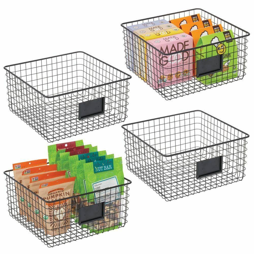 Metal Wire Food Organizer Storage Baskets with Label Slot V8895