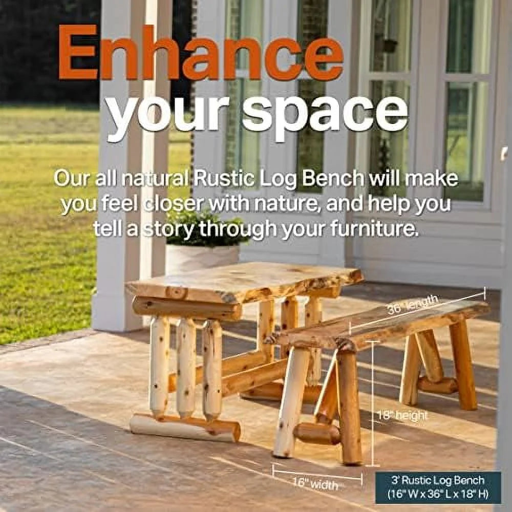 Rustic Pine & Cedar Wood Bench I69600