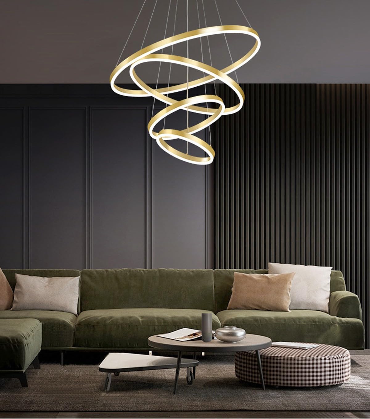 6 Rings Gold LED Chandelier with Remote Control D615
