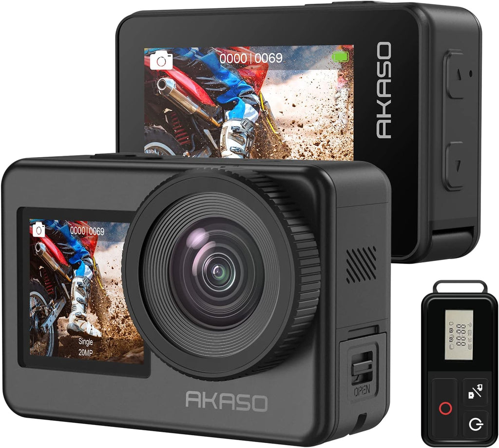 4K30FPS 20MP WiFi Action Camera with Touch Screen IPX8 33FT Waterproof EIS 2.0 Zoom External Mic Voice Control 2X 1350mAh Batteries C567