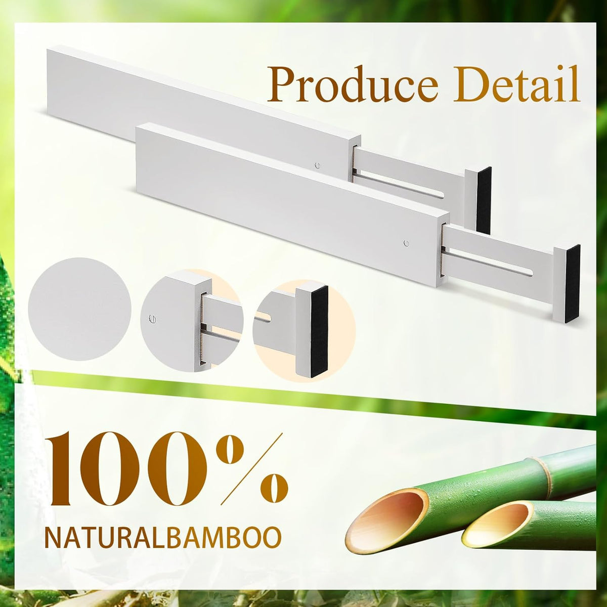 12 Pieces White Expandable Bamboo Drawer Dividers V88797