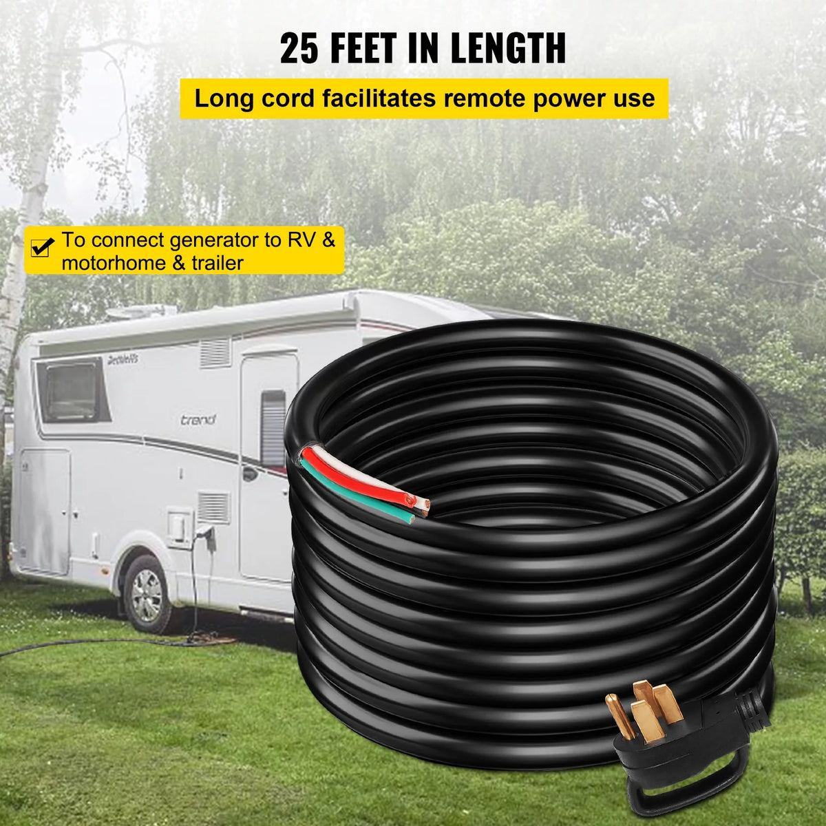25ft 50Amp STW 6/3+8/1 Electrical Power Cord Y610