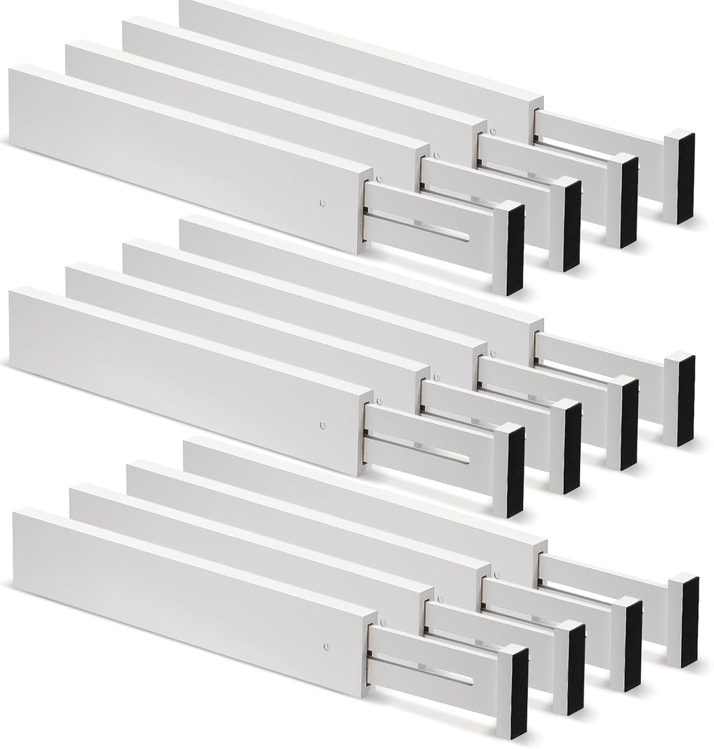 12 Pieces White Expandable Bamboo Drawer Dividers V88797
